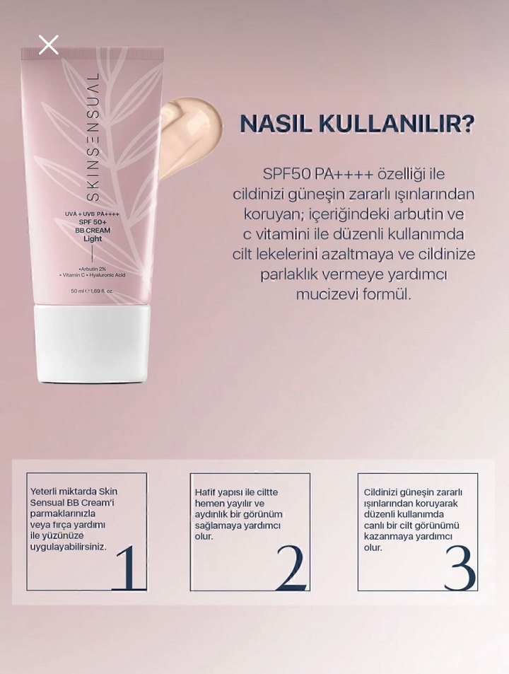 Skin Sensual SPF 50+ BB Krem Light Beige - Görsel 3