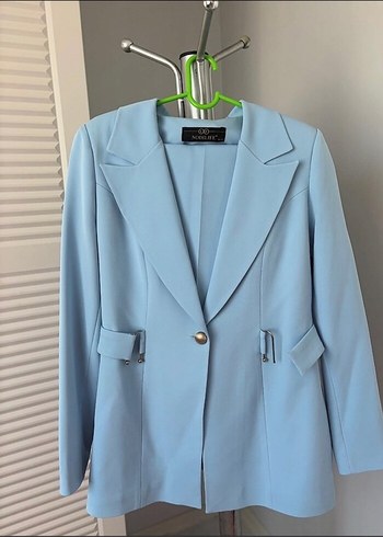 Mavi Uzun Kesim Kadın Blazer Ceket