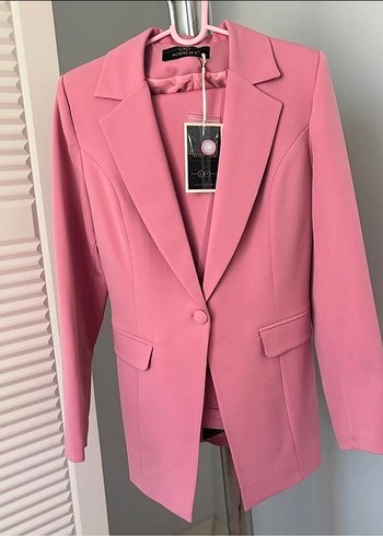 Pudra Pembe Kadın Uzun Kollu Blazer Ceket