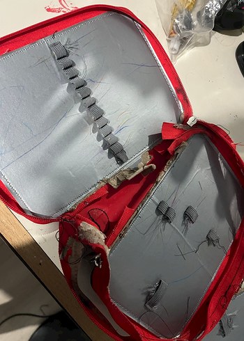 Çift katlı kalemlik - Kırmızı Çocuk Okul Çantası - Görsel 4