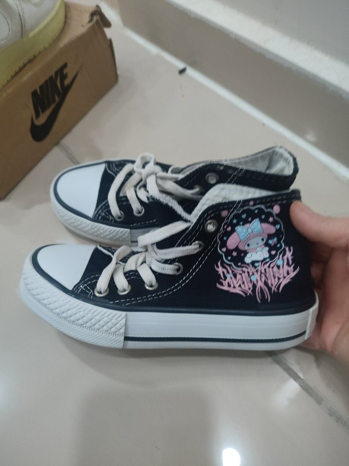 Kız Çocuk Pembe Baskılı converse spor ayakkabı - Görsel 3