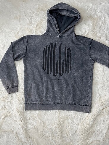 Gri siyah baskılı sweatshirt