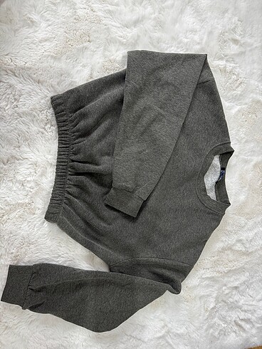 Gri beli lastikli sweatshirt