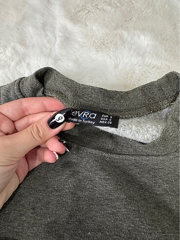 s Beden Gri beli lastikli sweatshirt