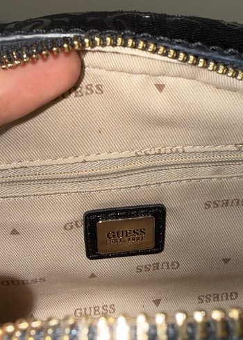 GUESS Siyah Yılan Derisi Desenli Deri Çanta - Görsel 8