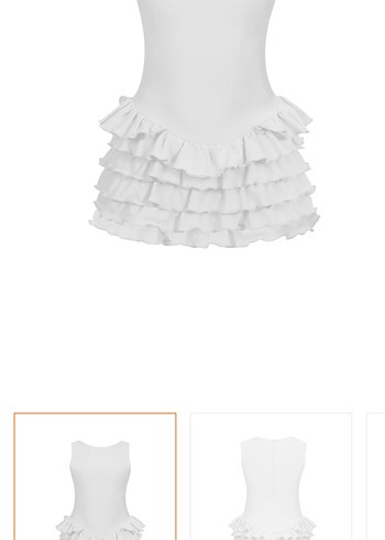 Beyaz fırfır detaylı elbise - Görsel 3