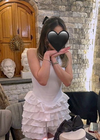 Beyaz fırfır detaylı elbise - Görsel 2