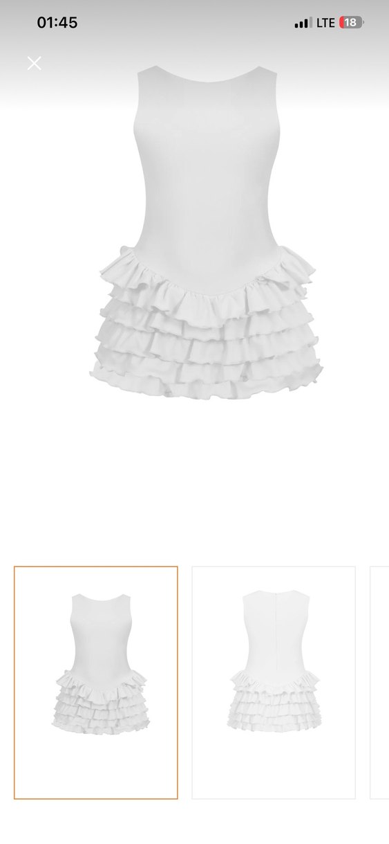 Beyaz fırfır detaylı elbise - Görsel 3