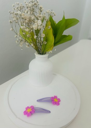 Renkli Çiçek Desenli Elastik Çocuk Toka Seti - Görsel 6