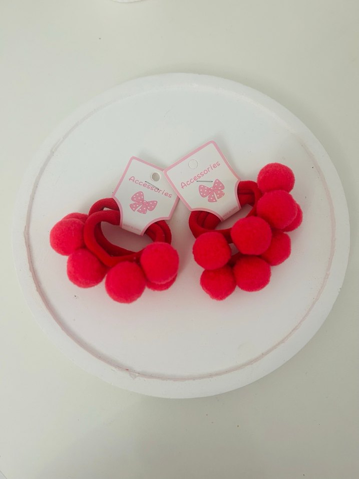 Renkli Ponponlu Lastikli Çocuk Saç Tokaları - Görsel 4