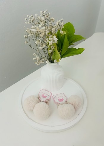 Beyaz Peluş Mini Saç Lastiği - Görsel 2