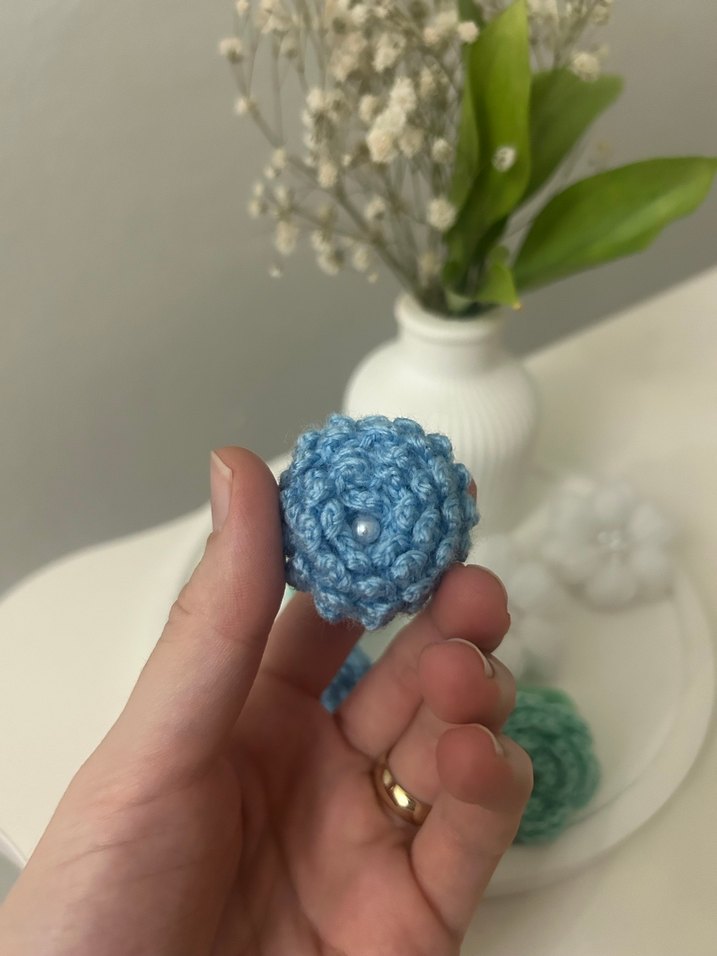 Mavi Pastel Örgü Çiçek toka - Görsel 3