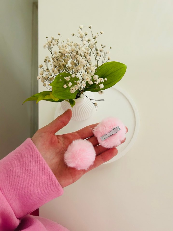 Kız Çocuk Pembe puffy toka - Görsel 2