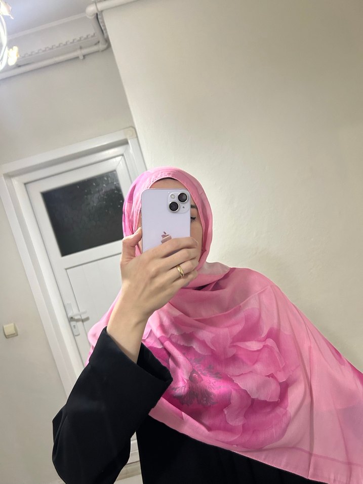 Pembe İpek Görünümlü Bohem Kadın Şal - Görsel 2