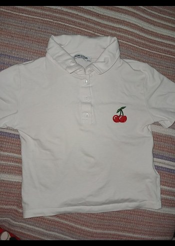 Kız Çocuk Beyaz Polo crop