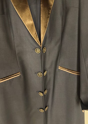 Kahverengi Kadın Uzun Düğmeli Klasik takım - Görsel 5