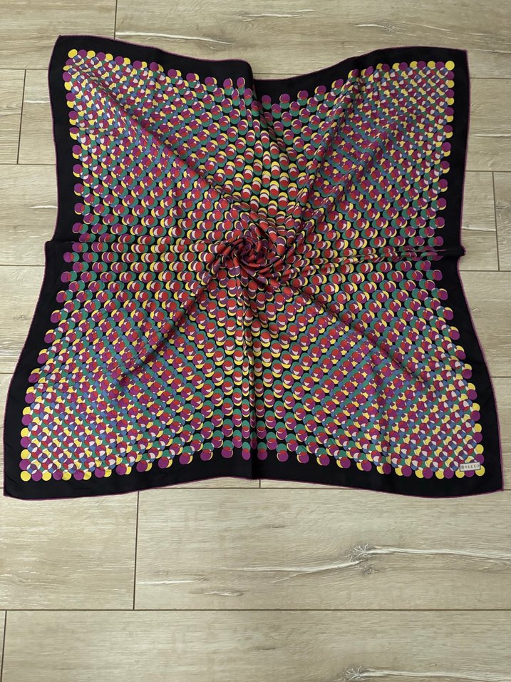 Vakko Çok Renkli Boncuklu Retro İpek twill eşarp - Görsel 3