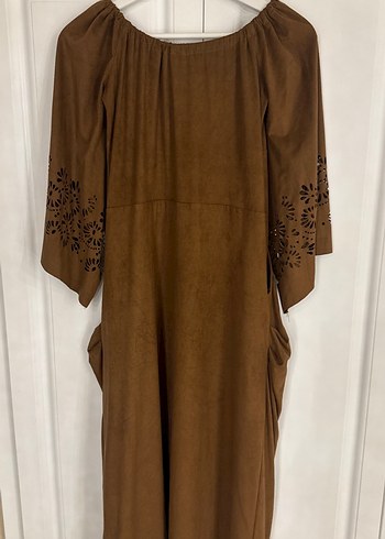 Bohem Tarzda Süet çok şık göğüs dekolteli elbise. - Görsel 4