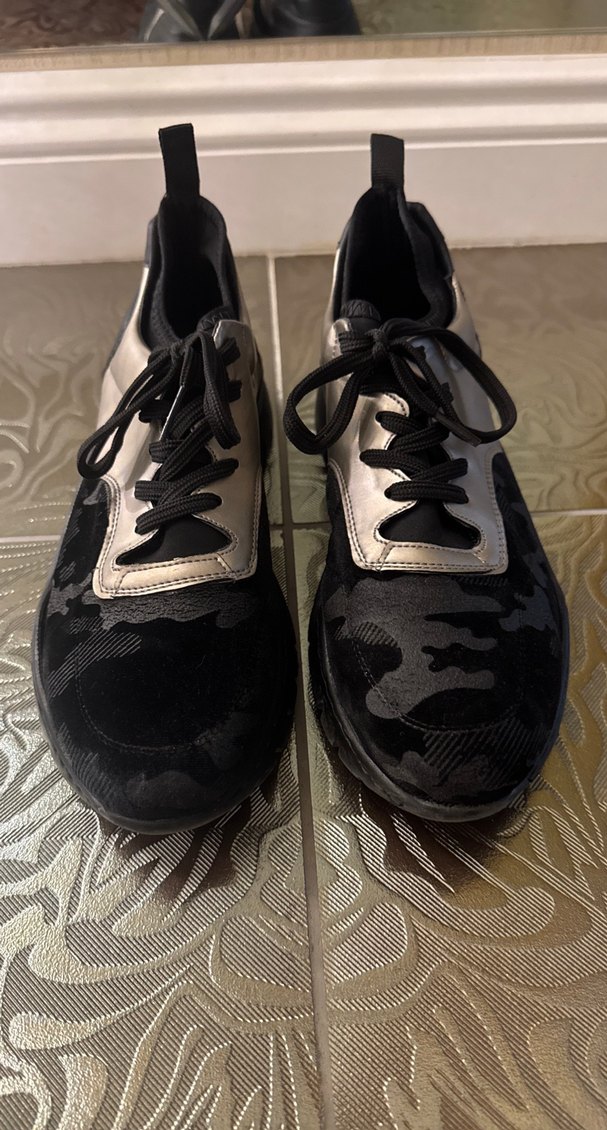 Kadın Siyah Kamuflaj Platform Spor Ayakkabı - Görsel 4