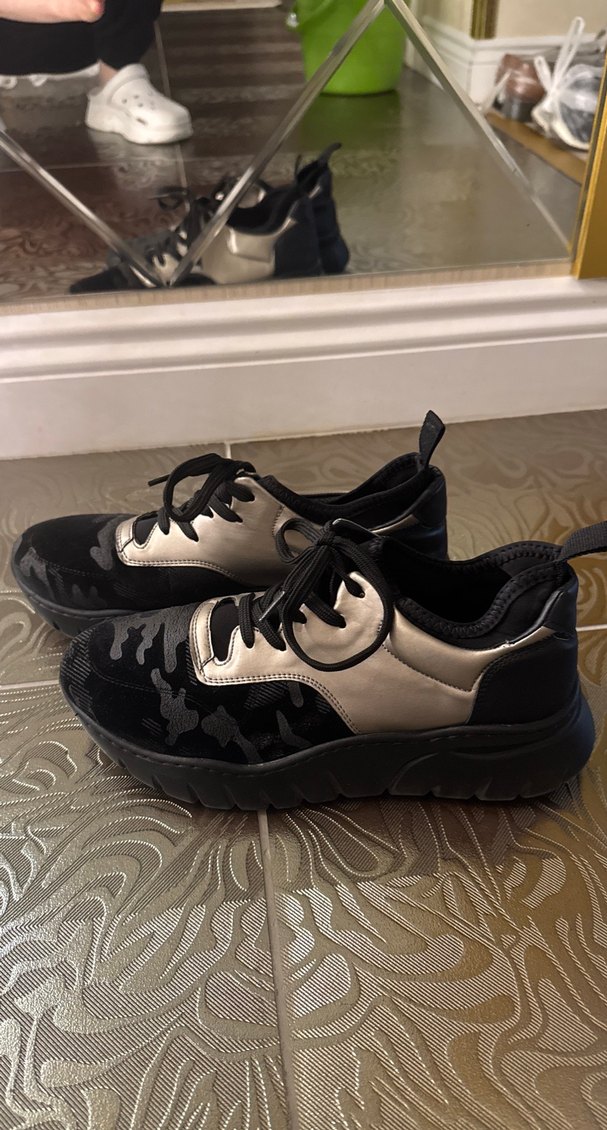 Kadın Siyah Kamuflaj Platform Spor Ayakkabı - Görsel 2