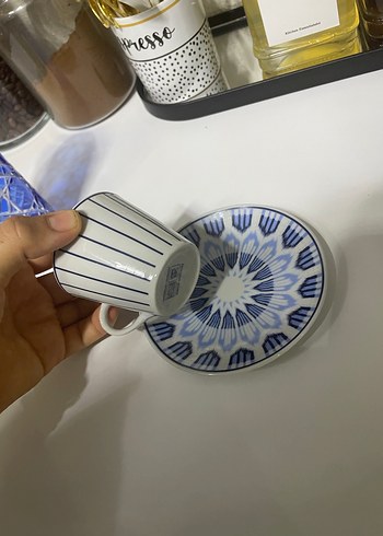 Mavi Çizgili Porselen Fincan Takımı - Görsel 3