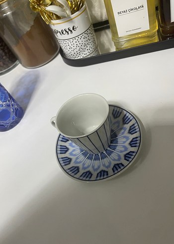 Mavi Çizgili Porselen Fincan Takımı - Görsel 4