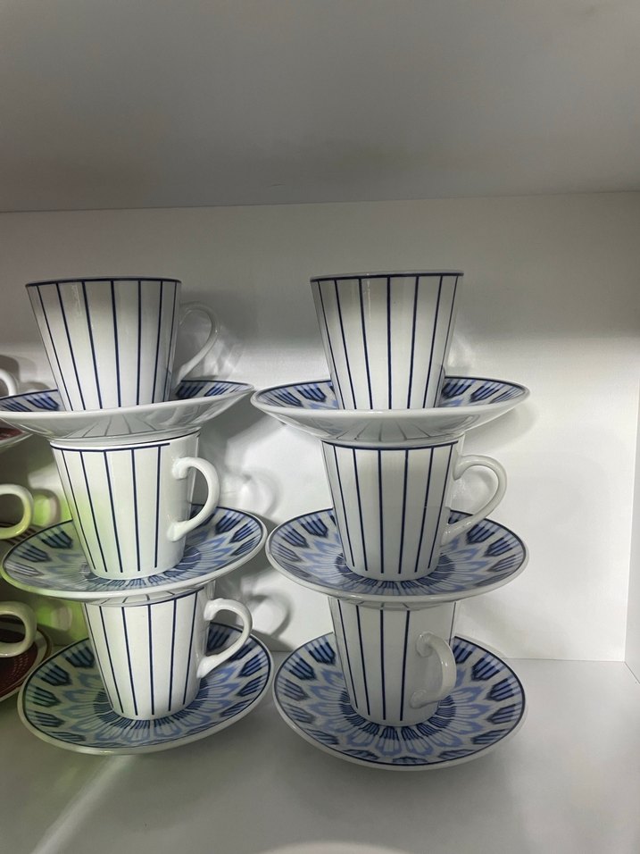 Mavi Çizgili Porselen Fincan Takımı - Görsel 2