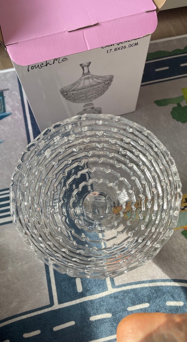 Beyaz Cam Şekerlik 17.8x26 cm - Görsel 3