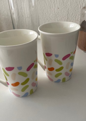 Renkli Desenli İki Adet Seramik Kupa - Görsel 3