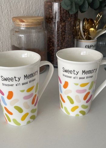 Renkli Desenli İki Adet Seramik Kupa - Görsel 2