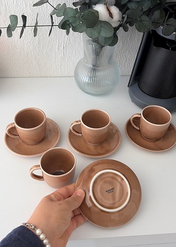 Koyu Bej Renkli Seramik Fincan Takımı - Görsel 4