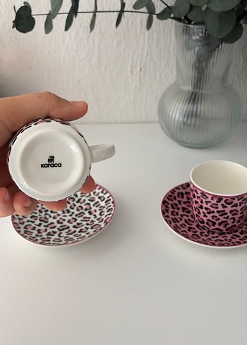 Leopar Desenli Pembe Kahve Fincanı Seti - Görsel 4