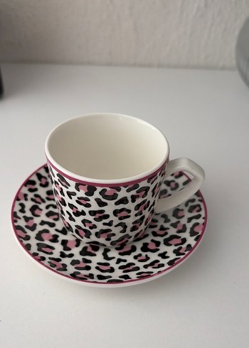 Leopar Desenli Pembe Kahve Fincanı Seti - Görsel 2