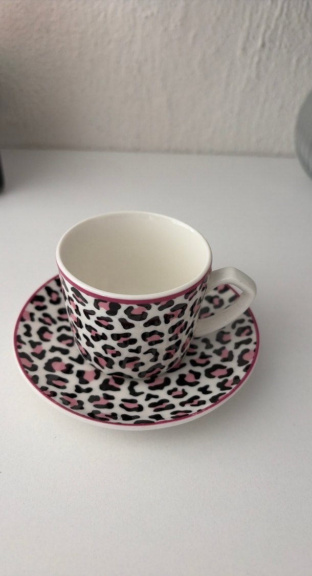 Leopar Desenli Pembe Kahve Fincanı Seti - Görsel 2