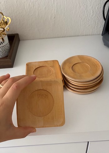 Bambu Yuvarlak ve Kare Bardak Altlıkları - Görsel 2