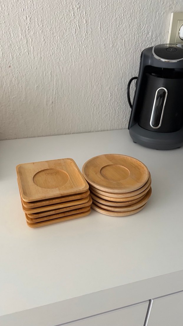 Bambu Yuvarlak ve Kare Bardak Altlıkları - Görsel 3
