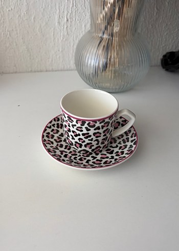 Leopar Desenli Pembe Kahve Fincanı ve Tabağı - Görsel 3