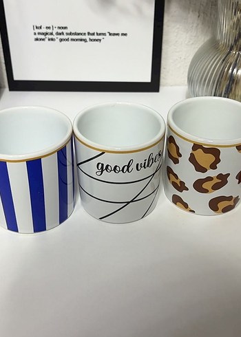 Renkli Desenli Seramik Kupa Seti - Görsel 2