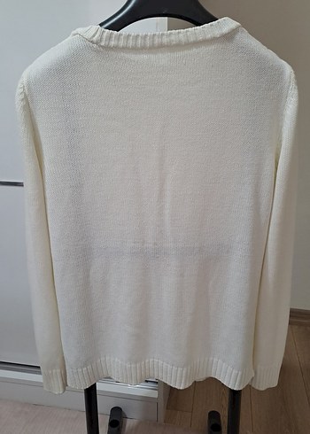 Beyaz Örgü Kadın Triko Kazak - Görsel 2