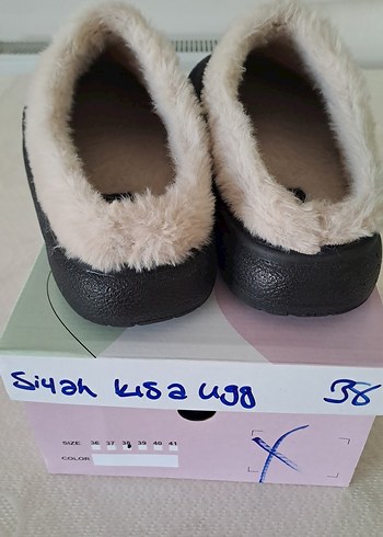 Siyah Kadın Ev Terliği Kürklü Dolgu Topuklu - Görsel 4