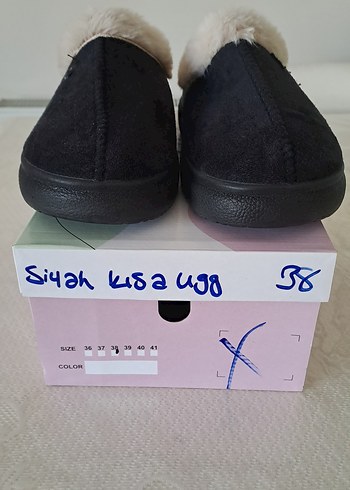 Siyah Kadın Ev Terliği Kürklü Dolgu Topuklu - Görsel 3