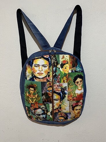 frida desenli kot sırt çantası