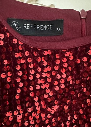 38 Beden bordo Renk Bordo Payetli Uzun Kollu Abiye Elbise