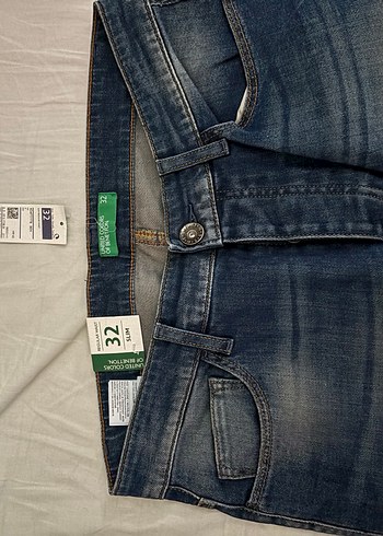 Benetton Düğmeli Gri Mavi erkek Kot Pantolon - Görsel 5