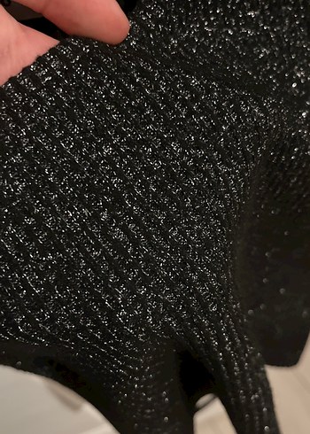 s Beden siyah Renk Siyah Kısa Örme Crop Top