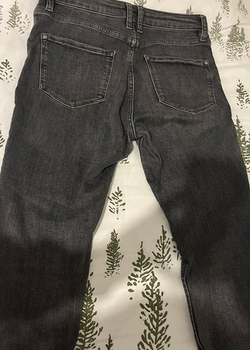 40 Beden gri Renk Gri Bağlama Desenli Kadın Kot Pantolon
