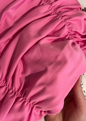 Pembe Büzgülü Mini Crop - Görsel 5