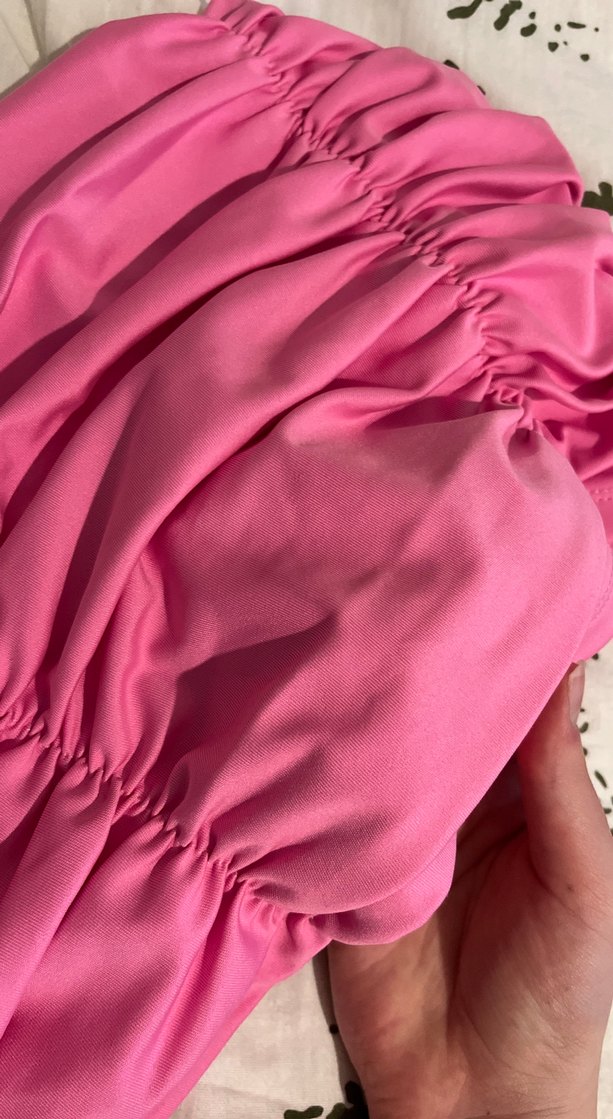 Pembe Büzgülü Mini Crop - Görsel 5