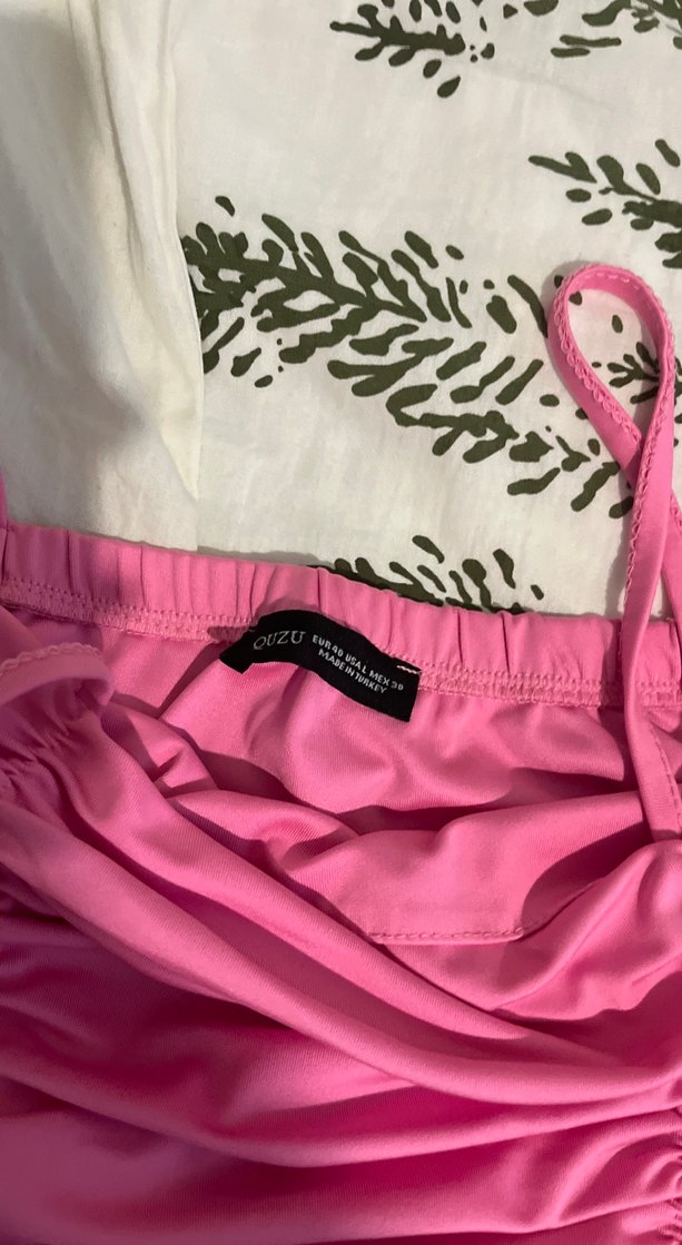 Pembe Büzgülü Mini Crop - Görsel 3