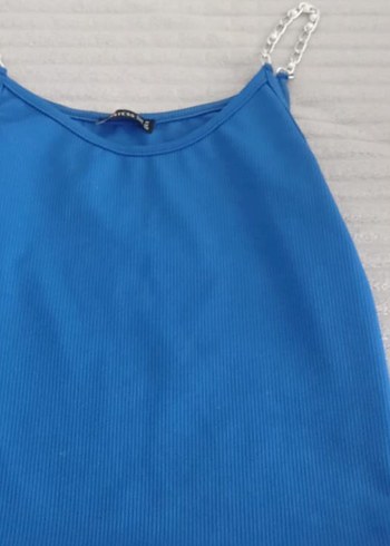 Mavi Zincir Detaylı Straplez crop